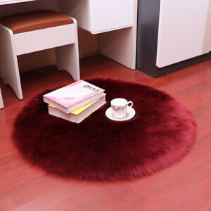 Fluffy Faux Fur Round Carpet Rug Floor Furry Super Soft Warm Washable Chair Mats