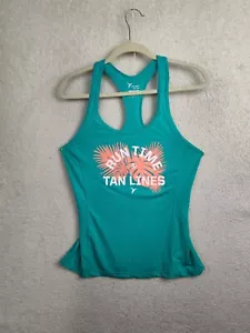 Old Navy Women Top Large Teal 100% Polyester Graphic Print Racerback Activewear - Picture 1 of 17