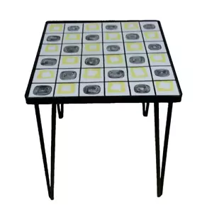 50s 60s floral stool table green town ceramic table mid century 50s 60s vintage - Picture 1 of 5