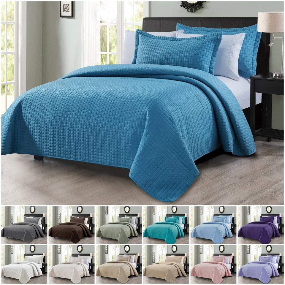 Chezmoi Collection Edan 3-Piece Solid Modern Quilted Bedspread Coverlet Set - Image 1 of 1
