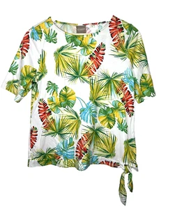 Chico's Tropical Shirt Women's 1 (Small) Side-Tie Hawaiian Short Sleeve - Picture 1 of 5