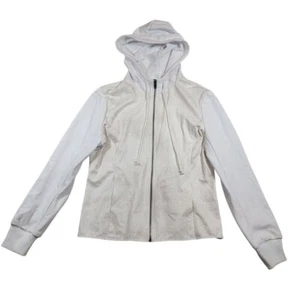 Felpa donna Drew full zip finta foil scamosciata taglia media bianca avorio made in USA - Foto 1 di 9