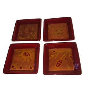 Demdaco Elizabeth Tipton ��4 Sottobicchieri o Piatti Quadrati Rosso 4" Piccolo Piatto - Foto 1 di 7