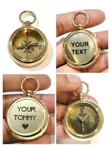 Menge 10 - Personalisieren Text Maritim Messing kleine Tasche Richtungskompass - Bild 1 von 6