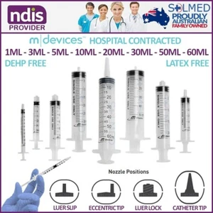 HYPODERMIC SYRINGES 30ml ECCENTRIC TIP STERILE LATEX FREE & DEHP FREE X 5 - Picture 1 of 3