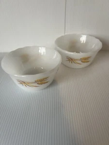Vintage Fire King Custard Dish 6oz Wheat Design X 2 - Picture 1 of 5