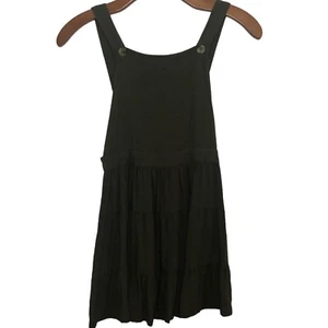 Girls Overall Dress Size 12/13 Y Army Green Tiered 100% Viscous Lagenlook Artsy - Picture 1 of 12