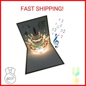 3D Pop Up Birthday Cards,Warming LED Light Birthday Cake Music Happy Birthday Ca - Picture 1 of 2