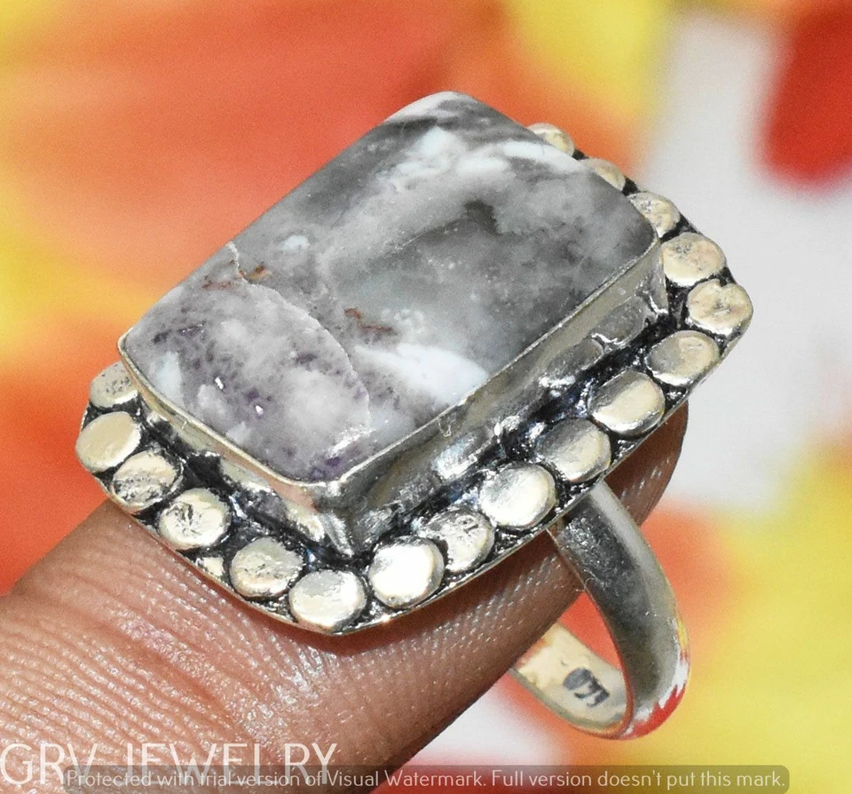 Porcelain Jasper Gemstone Ring 925 Silver Overlay Us Size 7.5" U300-E119 - Image 1 of 1
