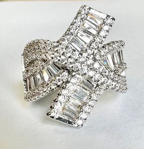 Sterling Silver Cubic Zirconia Cleo Ring Size P ref:dan75 - Picture 1 of 4