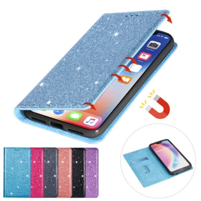 For Huawei P20/P30/P40 Lite Pro Glitter Leather Wallet Case Magnetic Flip Cover - Image 1 of 4