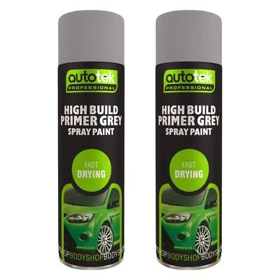 Grey High Build Primer Spray Paint 500mL x2 Fast Dry AutoTek Professional