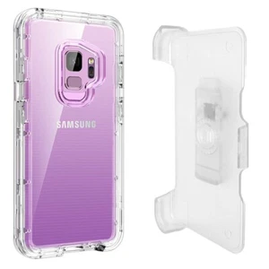 For Samsung Galaxy S9 Clear White Shockproof Defender Hard Case with Belt Clip - Picture 1 of 10