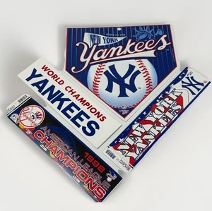 1998 MLB New York Yankees World Series Bumper Stickers & Sign Bundle Lot of 4 - Picture 1 of 2