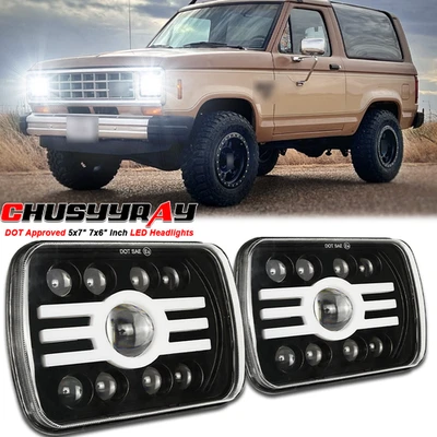 Para Ford Bronco II 1984-1987 - Par de faros LED de vidrio de 7X6 pulgadas haz alto/bajo Foto 1 de 4