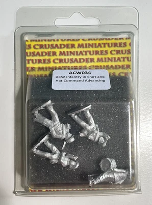 28mm American Civil War Infantry in Shirt & Hat Command Adv (4) Free USA Ship - Image 1 of 2
