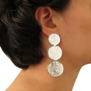 Taxco Silber große Ohrringe Maria Belen Nilson 925 Sterling Netz Tropfen - Bild 1 von 6