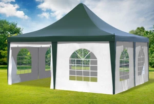 Gartenpavillon 5x5m PVC Grün Weiß Pagode Partyzelt Wasserdicht Fenster Eventzelt - Bild 1 von 12