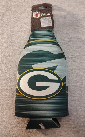 New Green Bay Packers Bottle Cooler 12 oz Zip Up Koozie Jacket NFL Two Sided Cover