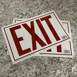 2 EXIT door SIGN 10 x14 METAL White Bright Red Letter Indoor Outdoor HY-KO SS-2W - Picture 1 of 5