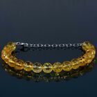 Earth Mined Natural Citrine Gemstone 8mm Round Beads Bracelet Silver Clasp