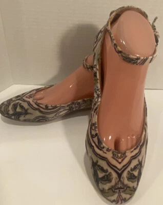 Treasure & Bond Jules Size 8 Patterned Velvet Ballet Flats W/ Ankle Straps - Image 1 of 4