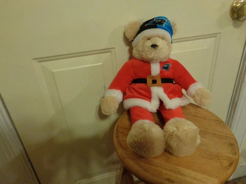 FOREVER COLLECTIBLES NFL FOOTBALL CAROLINA PANTHERS SANTA BEAR PLUSH DOLL FIGURE Cover