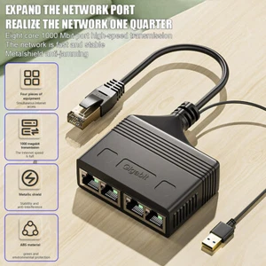 1000Mbps Ethernet Splitter Adapter RJ45 Cable LAN Network Internet 1 IN 4 Out US - Picture 1 of 20