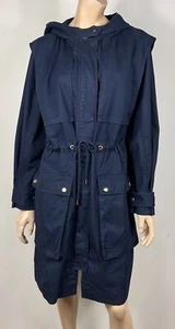 Country Road Navy Hooded Anorak/Trench Coat - Size Medium - Picture 1 of 9