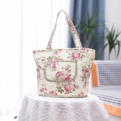 Bolso de Mano Again@ Rosa Rosa Verde Borde Guinga Algodón Acolchado Cremallera Bolsillo Foto 1 de 4