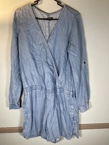Jean denim blu Ann Taylor Loft Romper Donna 8 Chambray Maniche Lunghe Blu Wrap - Foto 1 di 9