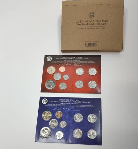 2022 United States Mint Uncirculated Coin Set 20 Coins Sealed Box #22RJ Complete Cover