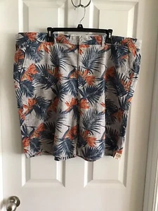 St Johns Bay Chino Shorts Gray Blue Leafy Shorts Mens Sz. 44 - Picture 1 of 5