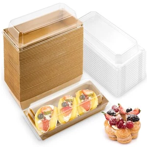 50 Pack Brown Rectangular Disposable Paper Charcuterie Boxes Food Containers Bak - Picture 1 of 7