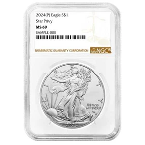 2024 (P) $1 American Silver Eagle Star Privy NGC MS69 Brown Label - Picture 1 of 2