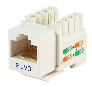 Cat6 Modular Punch Down Keystone Jack - RJ-45 Female Connector White - Imagen 1 de 4