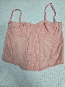 Top corsetto bustier pizzo rosa con cinghie regolabili e disossatura taglia L BUSTO 27" nylon - Foto 1 di 4