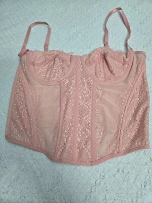 Corsé Bustier Top Rosa Encaje Mean Girls con Deshuesado Ajustable Talla L BUSTO 27"  Foto 1 de 4