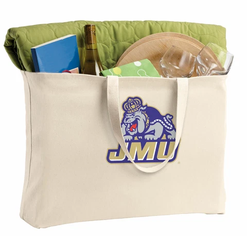 Large JMU Tote Bag James Madison Shopper Grocery Bags Beach Totes STRONG CANVAS! Cover