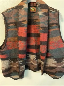 Vintage Alps Fine Womens Apparel Wool Vest Womens SZ K Southwest Shawl Collar - Picture 1 of 3