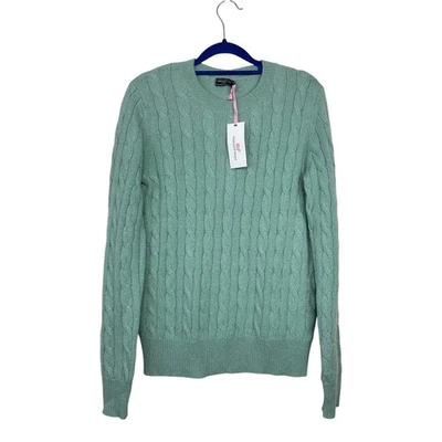 Suéter Vineyard Vines Punto de Cable Metálico Cachemira Crew Verde Niebla S Nuevo con Etiquetas Foto 1 de 4