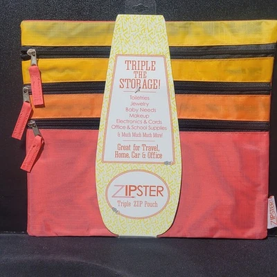 Bolsa Zipster Triple The Storage naranja/amarillo con cremallera Foto 1 de 4