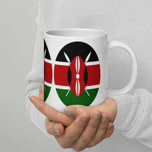 Tasse weiß glänzend Kenia Flagge - Bild 1 von 7