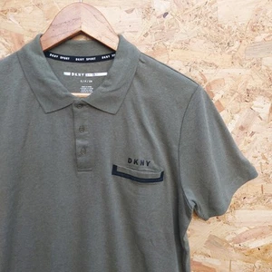 Small DKNY Sport Mens Polo Shirt Olive Green Slim Fit Cotton Short Sleeve UK S - Picture 1 of 11