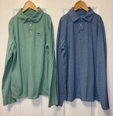 Nice! Vineyard Vines 12 14 medium Boy Edgartown Polo Long Sleeve Blue Shirt Lot - Image 1 of 4