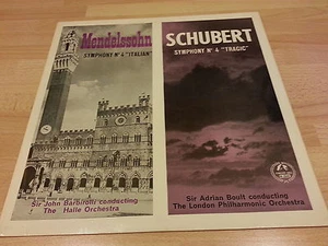10" Classical LP's Mendelssohn Schubert Symphony № 4 ''Italian'' "Tragic" VG++ - Imagen 1 de 1
