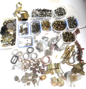 All Metal - Silver, Gold & Brass Jewellery Pieces, Findings, Beads - Bulk Lot - Picture 1 of 8
