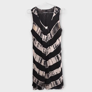 Jones NY Womens Dress Sz 10 Silk Black White Stripes Sleeveless Dressy Coastal - Picture 1 of 13