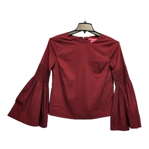 Catherine Womens Solid Dark Red Bell Sleeve Top Size Small Fully Lined Valentine - Picture 1 of 6