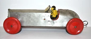 RARE BUFFALO TOYS Silver Dash Pull Tin Litho Race Car Toy - Picture 1 of 8